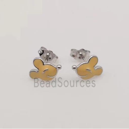 sterling silver Earring studs, yellow enamel