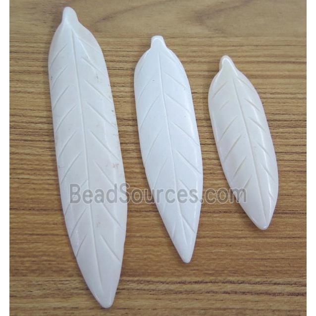 white cattle bone leaf pendant without hole