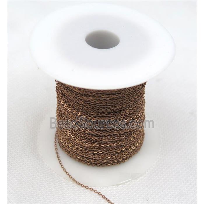 copper chain, flat, antique red