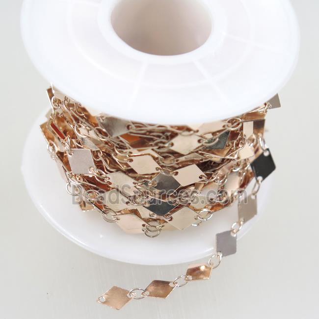 Copper chain, rhombic, rose gold