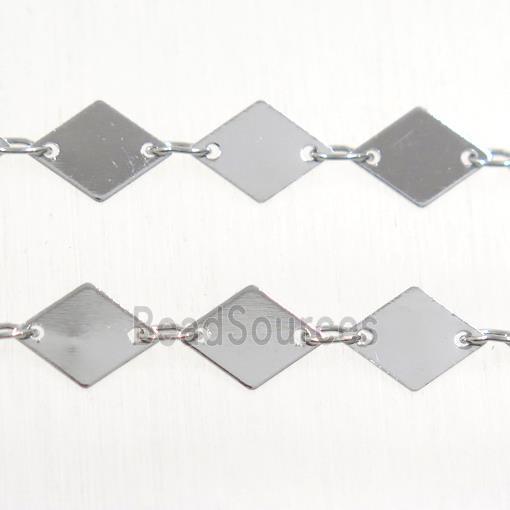 Copper chain, rhombic, platinum plated