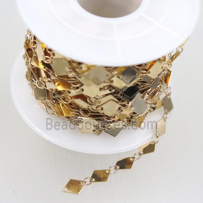 Copper chain, rhombic, gold plated