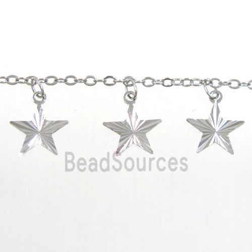 copper chain with star, platinum plated