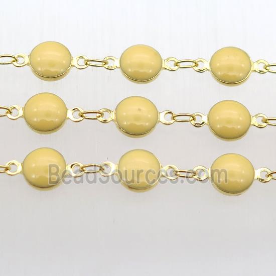 yellow Porcelain Glass Chain, gold plated