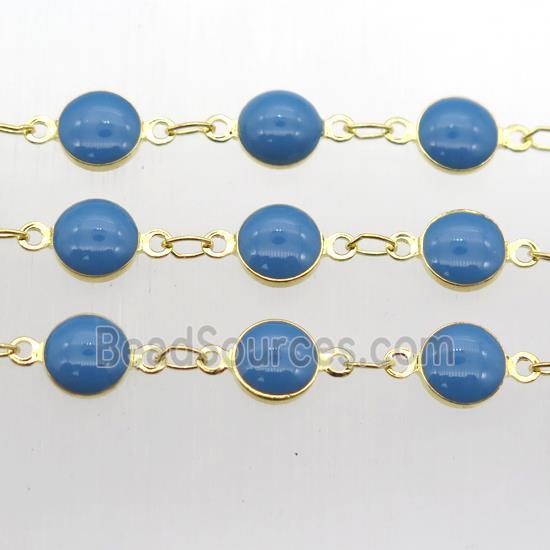 blue Porcelain Glass Chain, gold plated