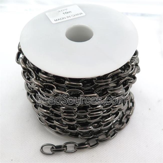 iron Rolo Chain, black plated