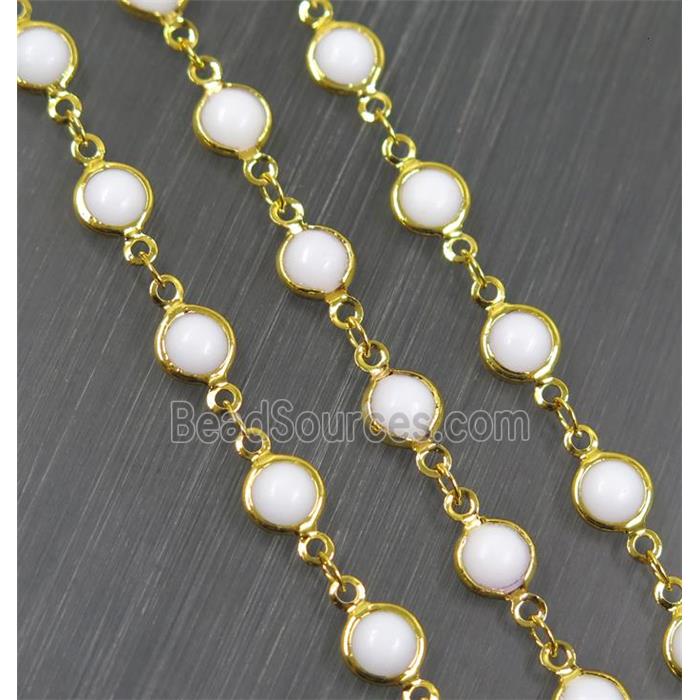 Copper Chain With White Crystal Glass Gold Plated