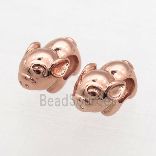 European Style copper pig beads, rose gold