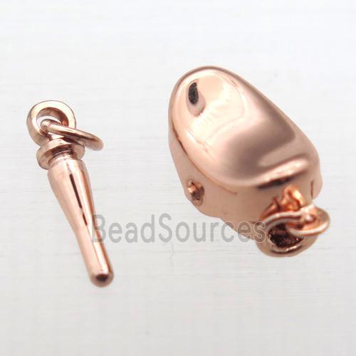 copper clip clasp, yuanbao, rose gold