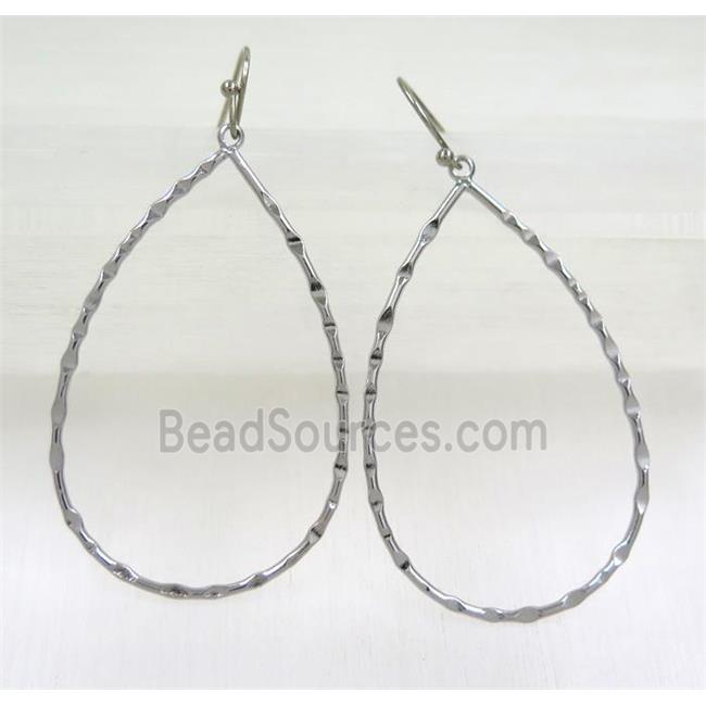 brass earing hook, teardrop, platinum plated