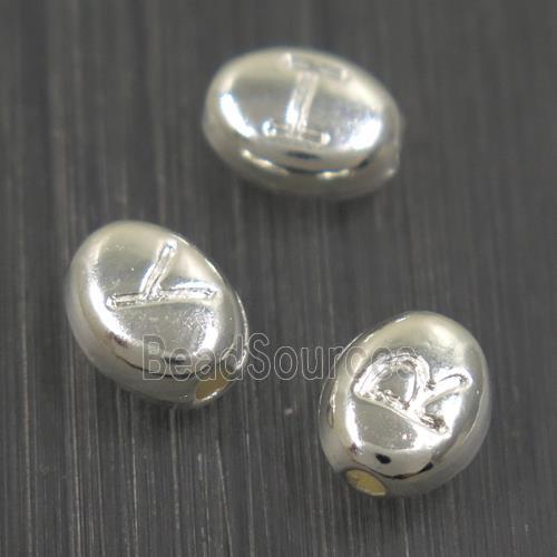 alloy letter beads, mixed, silver plated