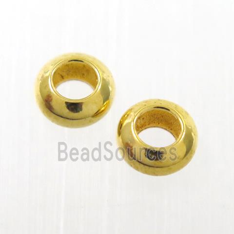 smooth copper rondelle spacer beads, large hole, gold plated