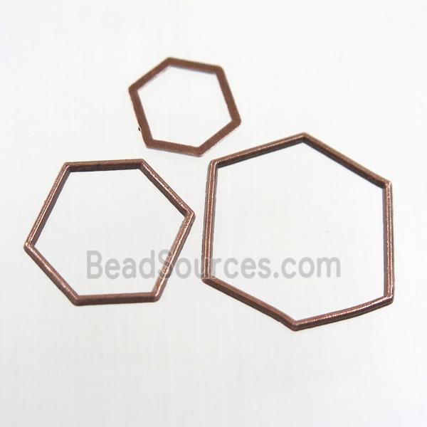 copper linker, hexagon, antique red copper