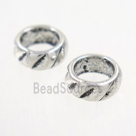 carved alloy beads, rondelle, antique silver