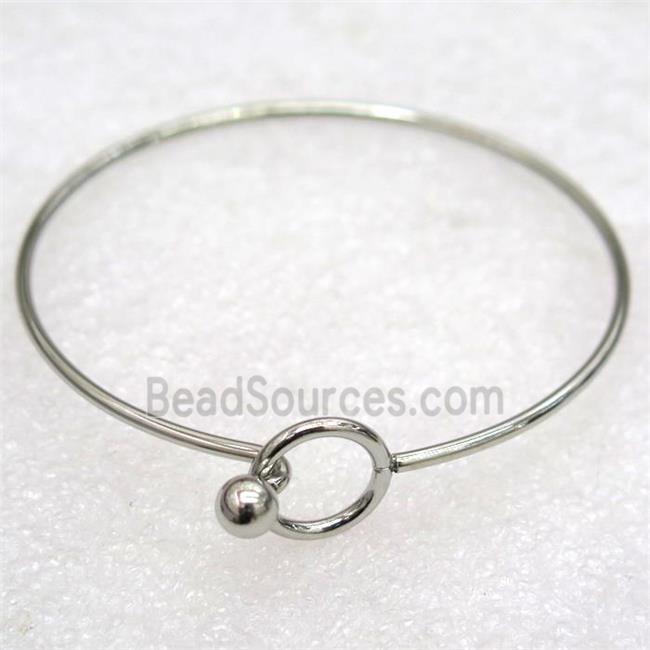 stainless steel cuff bangle, platinum plated