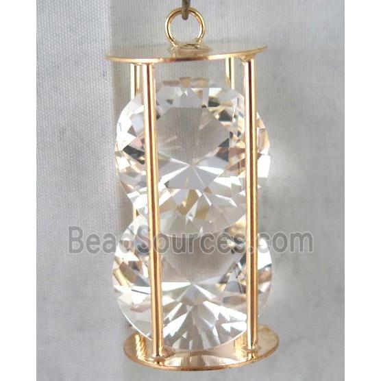 rhinestone pendant, gold plated