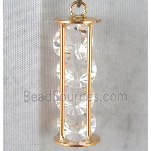 rhinestone pendant, gold plated