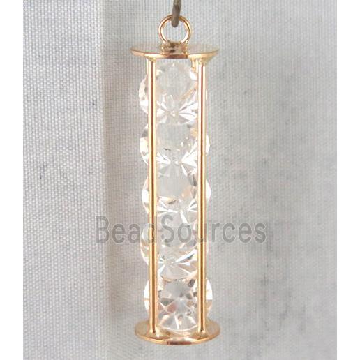 rhinestone pendant, gold plated