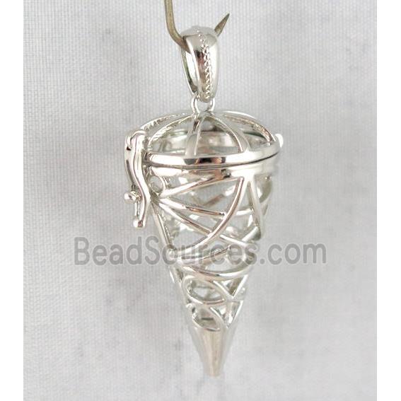 Copper Pendulum Locket Pendant Hollow Platinum Plated