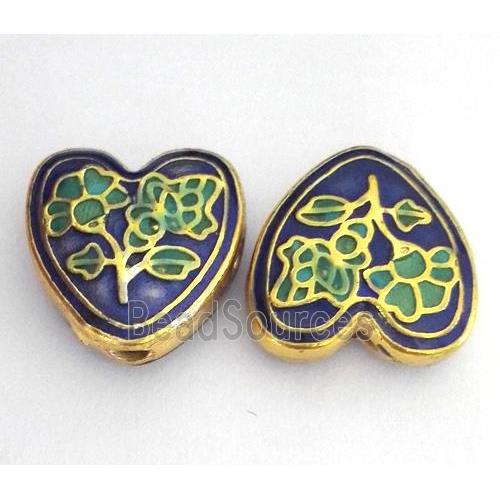 enameling copper heart bead, colorfast