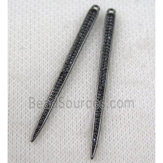 copper spike pendant paved zircon, black plated