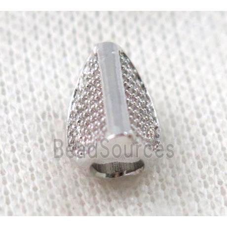 copper bead paved zircon, platinum plated