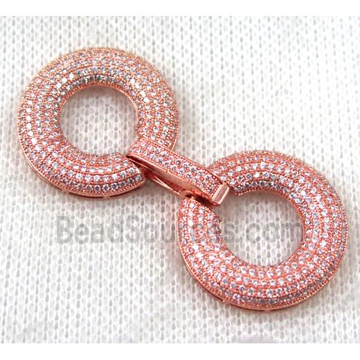 copper donut connector clasp paved zircon, rose gold