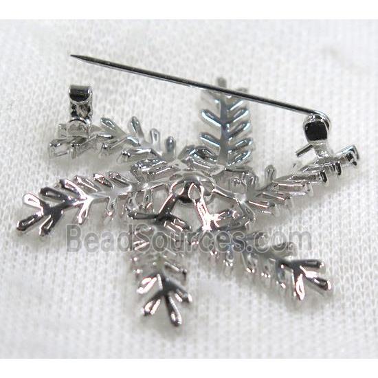 copper flower brooch paved zircon, platinum gold