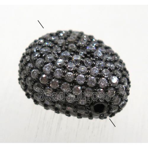 copper potato beads paved zircon, black plated