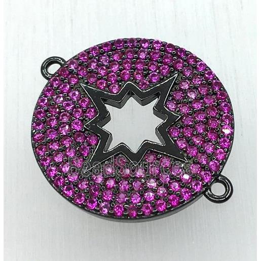 copper button NorthStar connector paved hotpink zircon, black plated