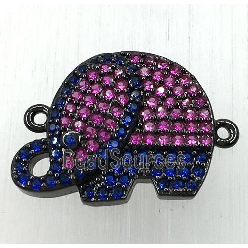 copper elephant connector paved zircon, black plated