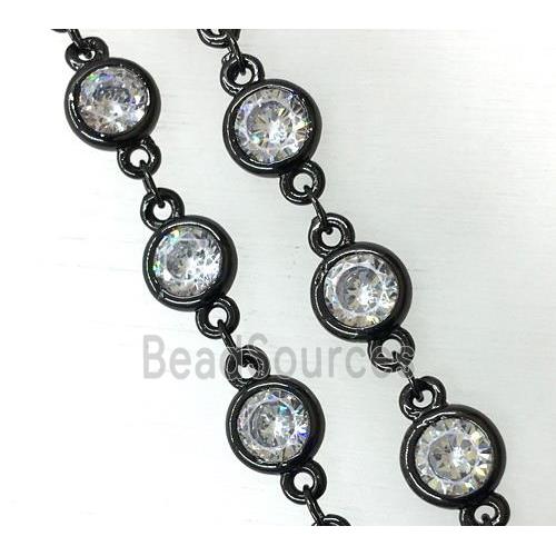 copper chain paved zircon, black plated