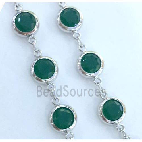 copper chain paved green zircon, platinum plated