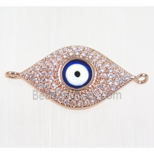 copper Evil eye connector paved zircon, rose gold