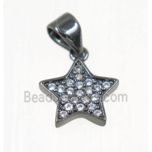 copper Star pendant paved zircon, black plated