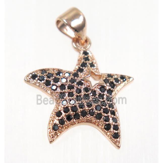 copper Star pendant paved zircon, rose gold