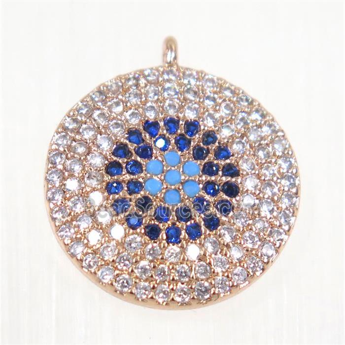 copper Circle pendant paved zircon, rose gold