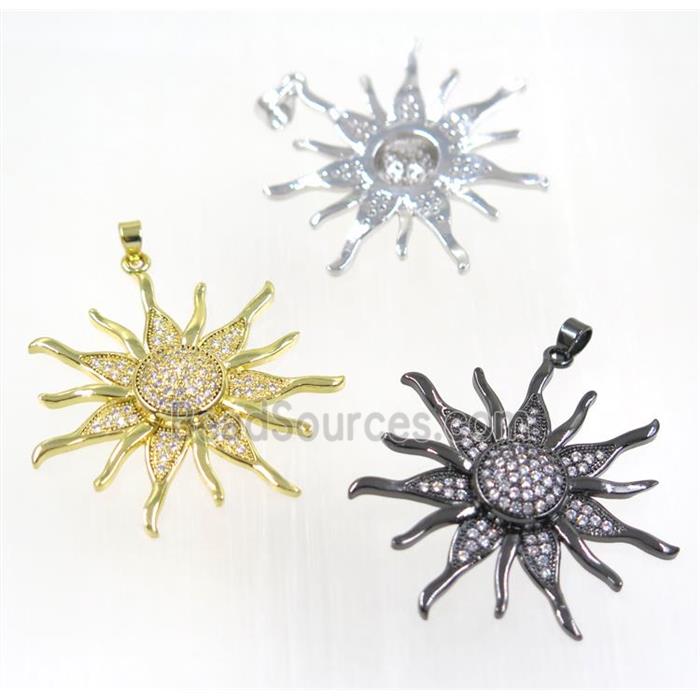 copper SunFlower pendant paved zircon, mix color