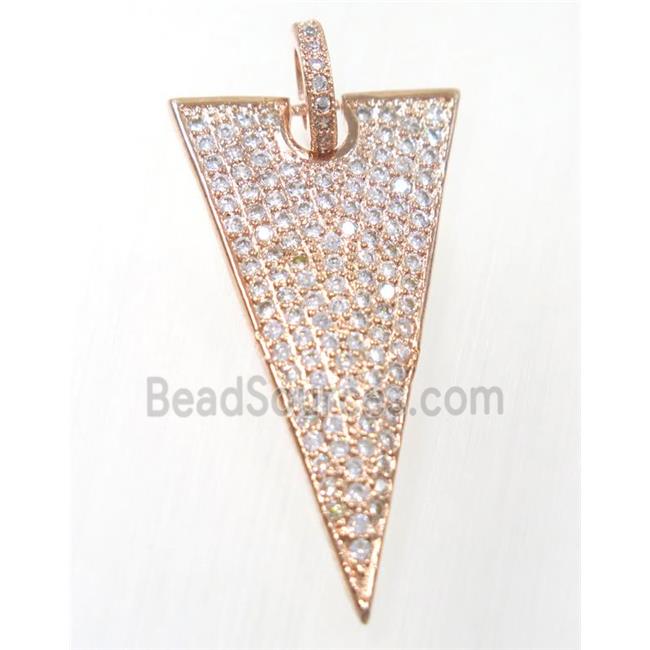 copper Triangle pendant paved zircon, rose gold