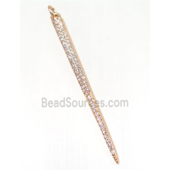 copper spike pendant paved zircon, rose gold
