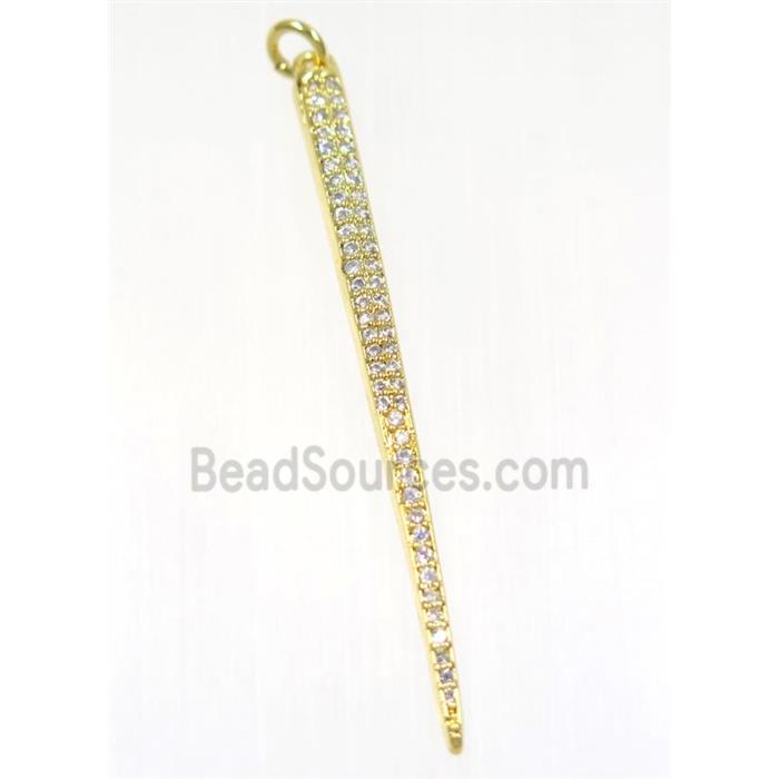 copper spike pendant paved zircon, gold plated