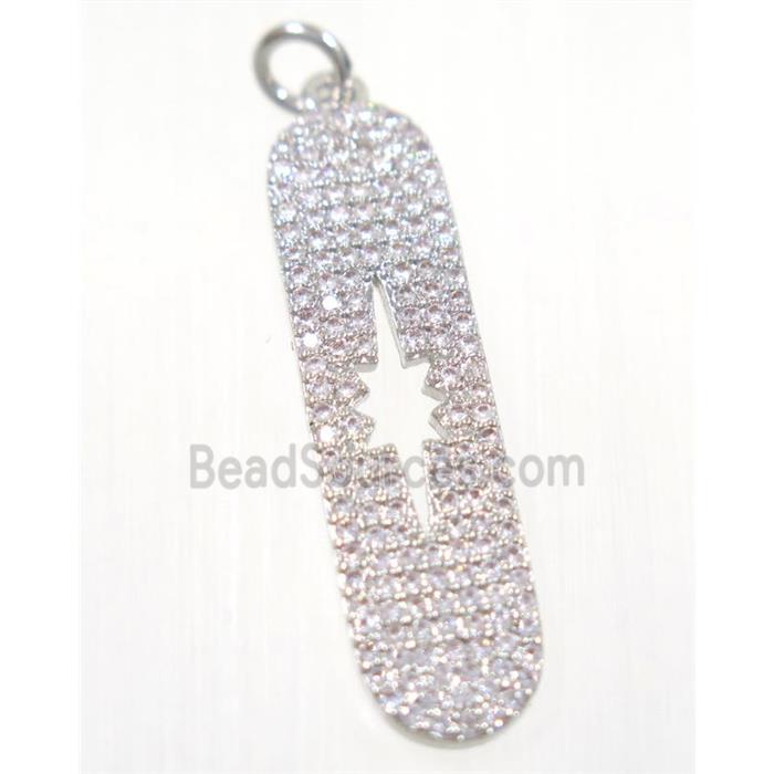 copper NorthStar pendant paved zircon, platinum plated
