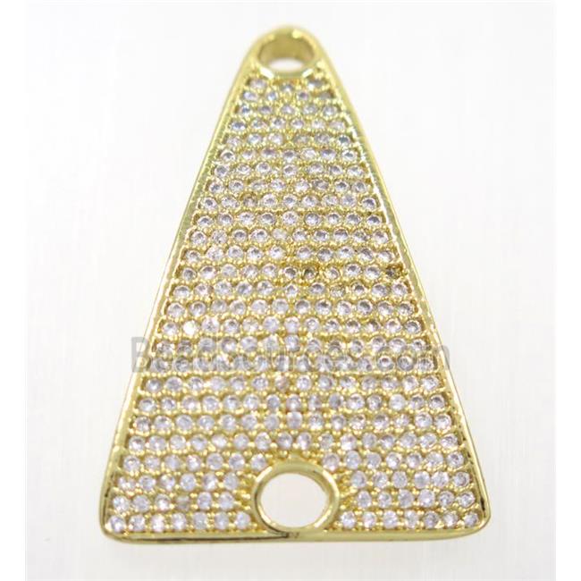 copper Tirangle pendant paved zircon, gold plated