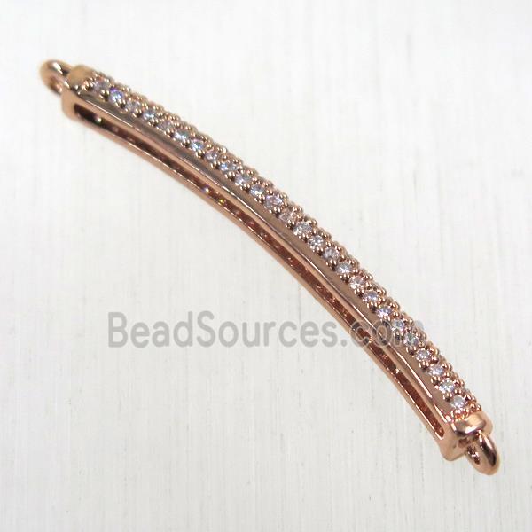 copper stick connector paved zircon, rose gold