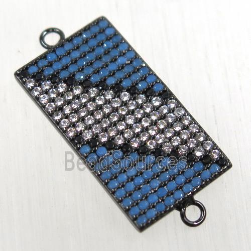 copper rectangle connector paved zircon, black plated