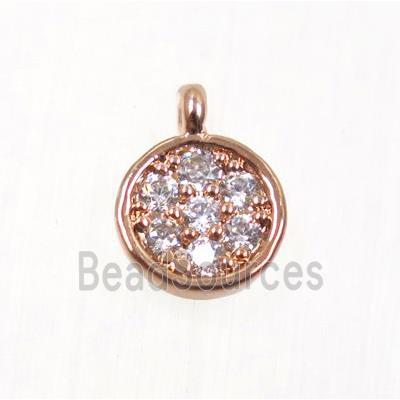 copper circle pendant pave zircon, rose gold