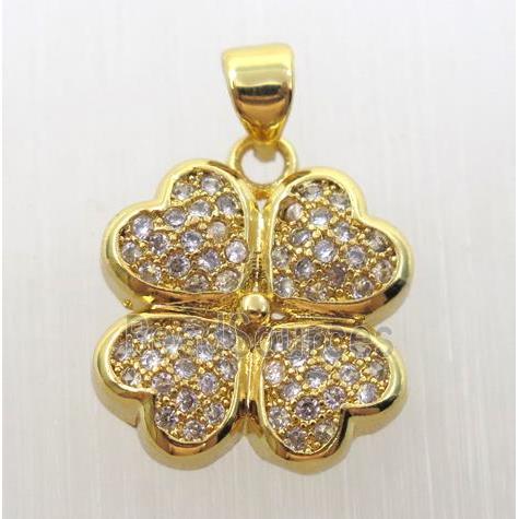 zircon, copper pendant, gold plated