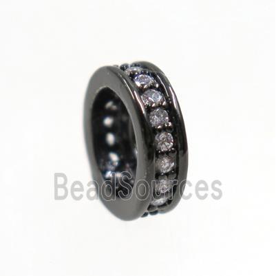 copper heishi beads paved zircon, black plated