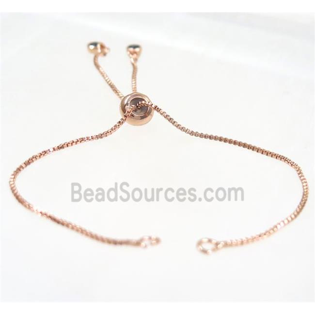 copper chain for bracelet pave black zircon, rose gold