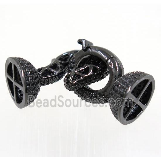 copper clasp paved zircon, black plated